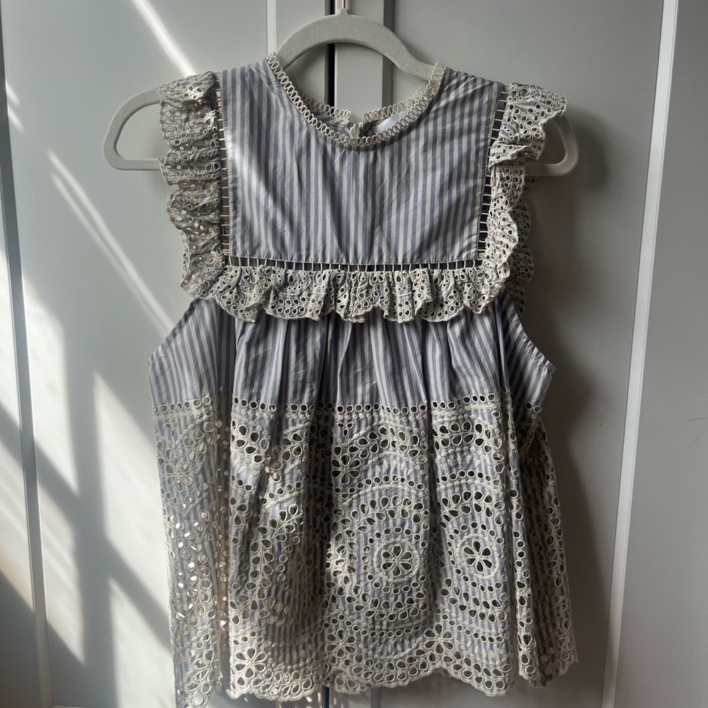 Zimmermann Stripe Brocade Lace Tank